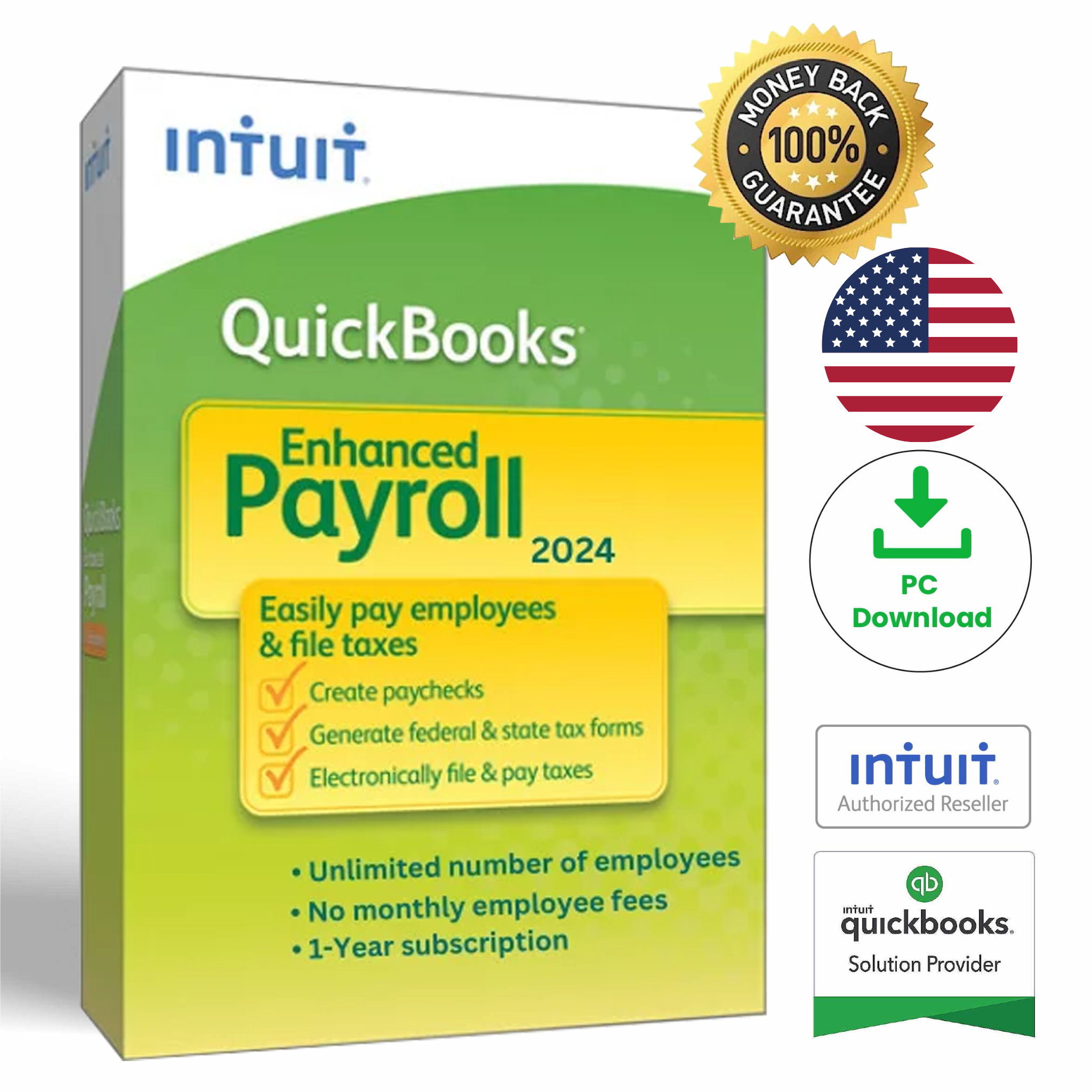 QuickBooks Enhanced Payroll 2024 | US Version | 1 YEAR Activation USA