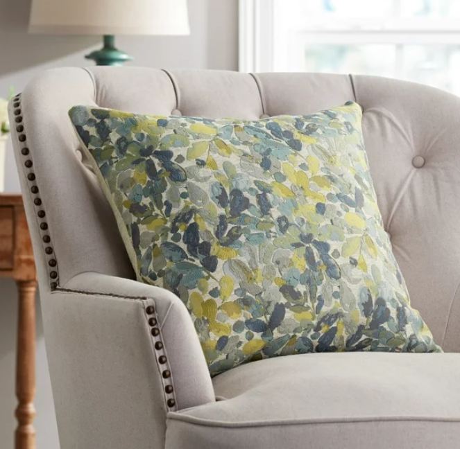 Botanical Decorative Square Pillow, 20" x 20", Blue, 1 Pillow